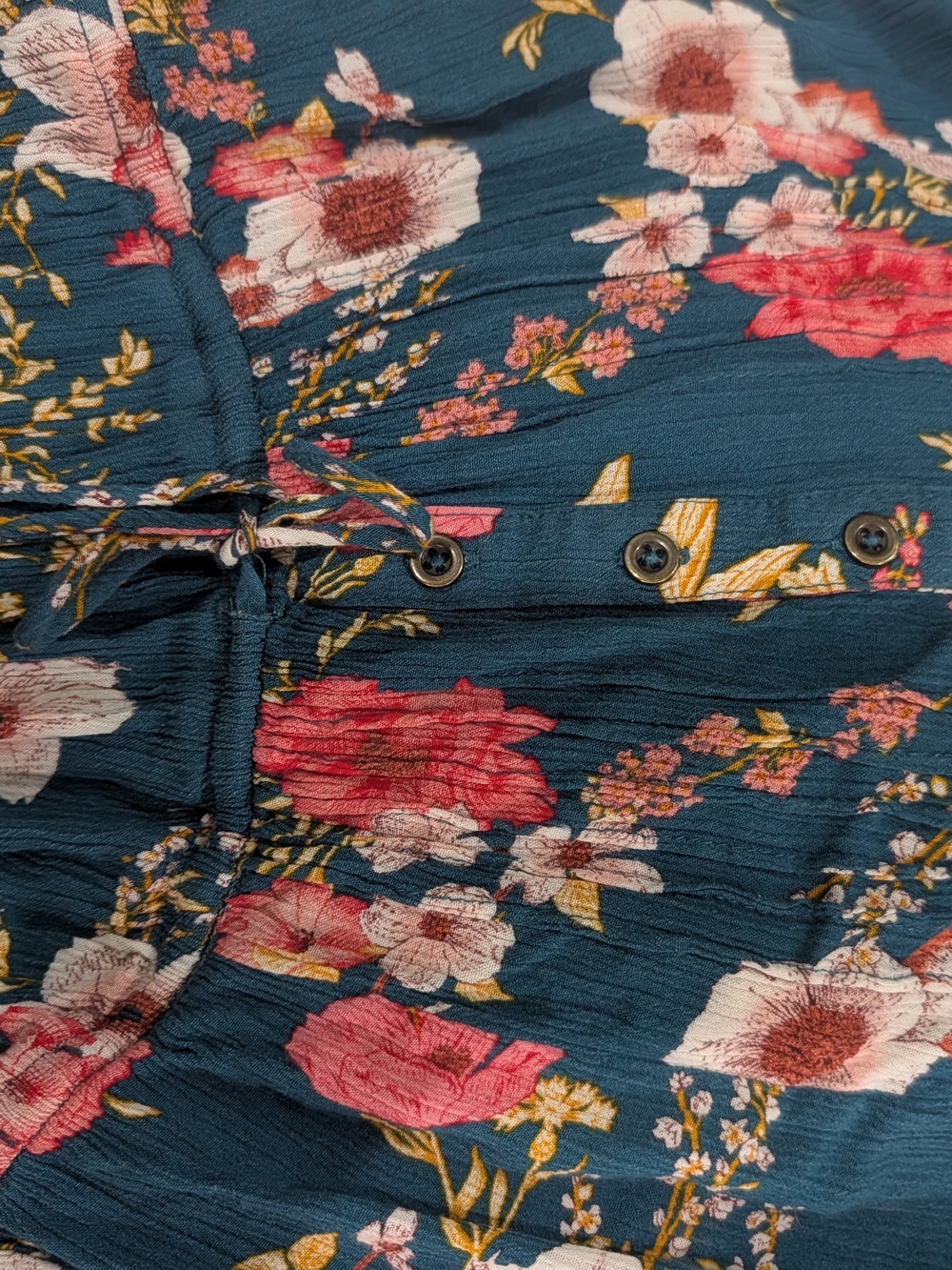 Knox Rose Teal Floral Midi Dress with Pink Accents - Picture 4 of 5